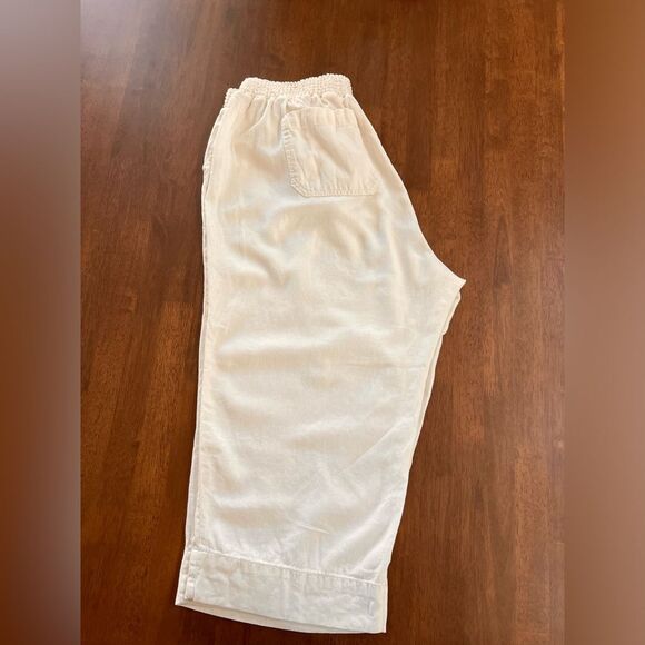 Westbound Linen Blend Capri Pants White 2X Plus Size Elastic Waist Casual Boho - Picture 4 of 8